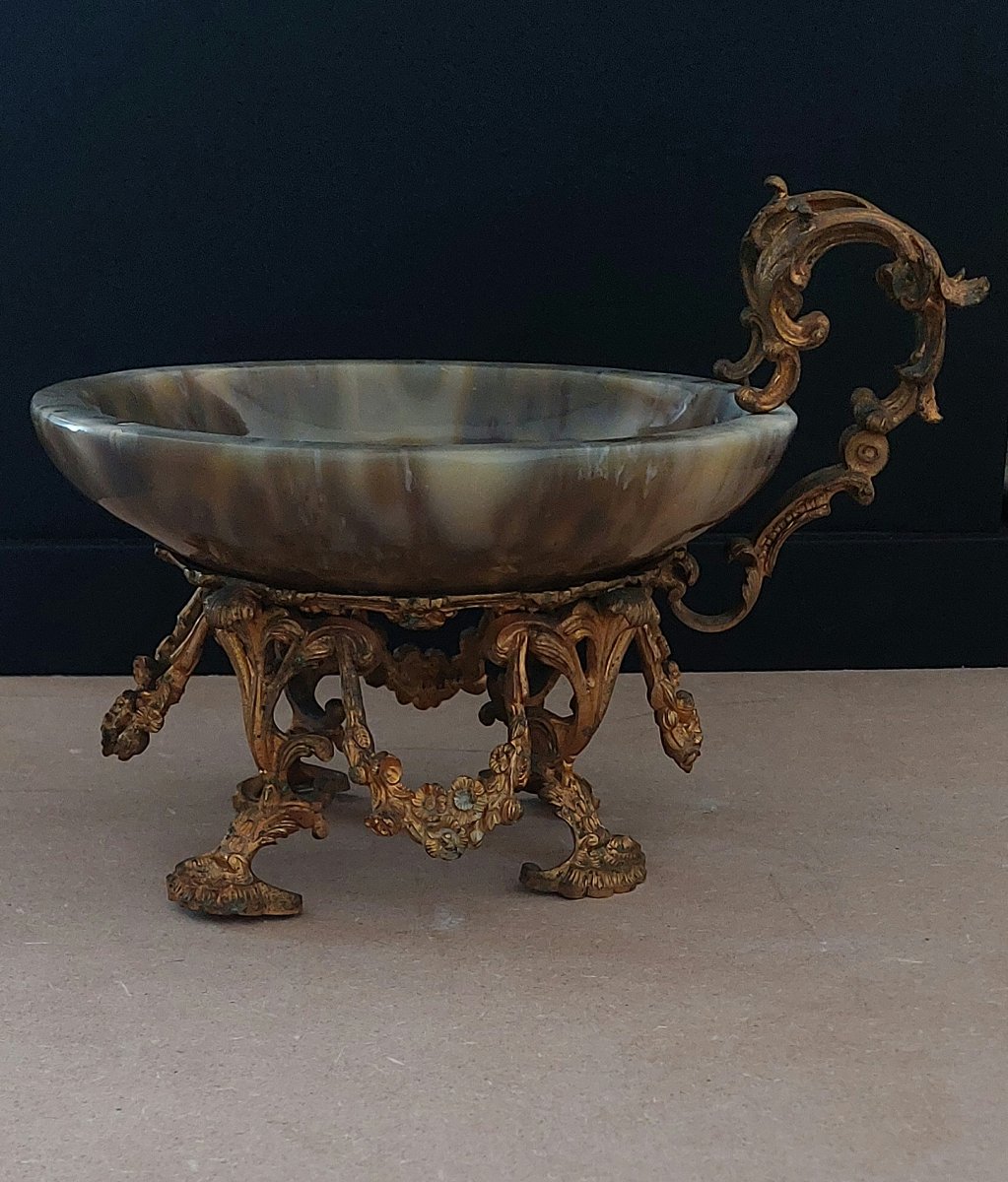 Coupe en agate avec monture en bronze doré – Fin du XIXe siècle-photo-2