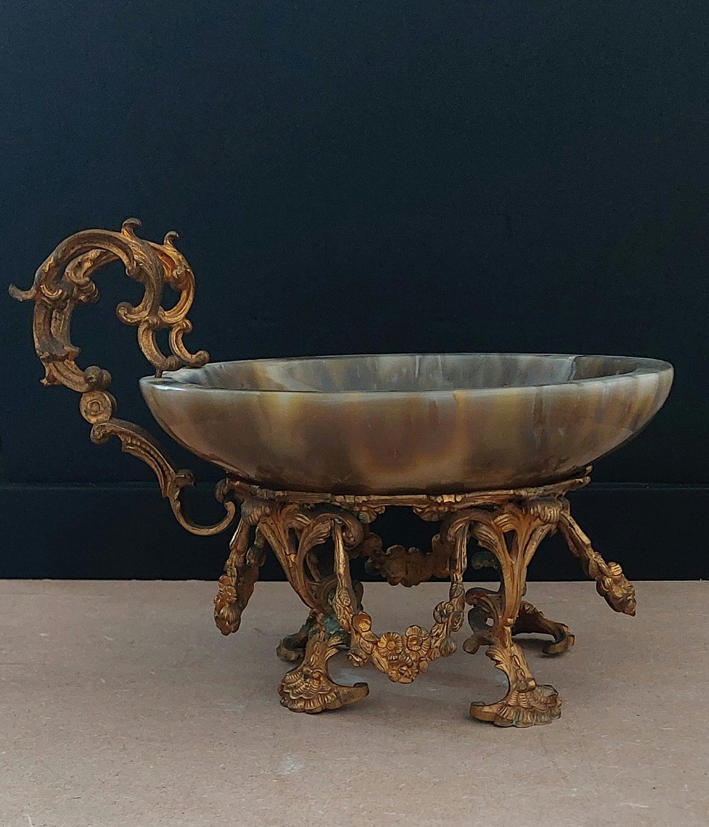 Coupe en agate avec monture en bronze doré – Fin du XIXe siècle-photo-3