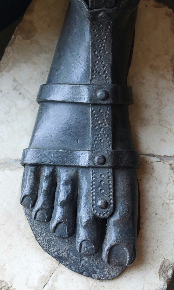 Iron Leg With Caliga And Armour – Decorative Sculptural Element