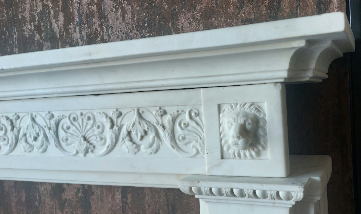 Cheminée en marbre blanc de Carrare – XIXe siècle-photo-2