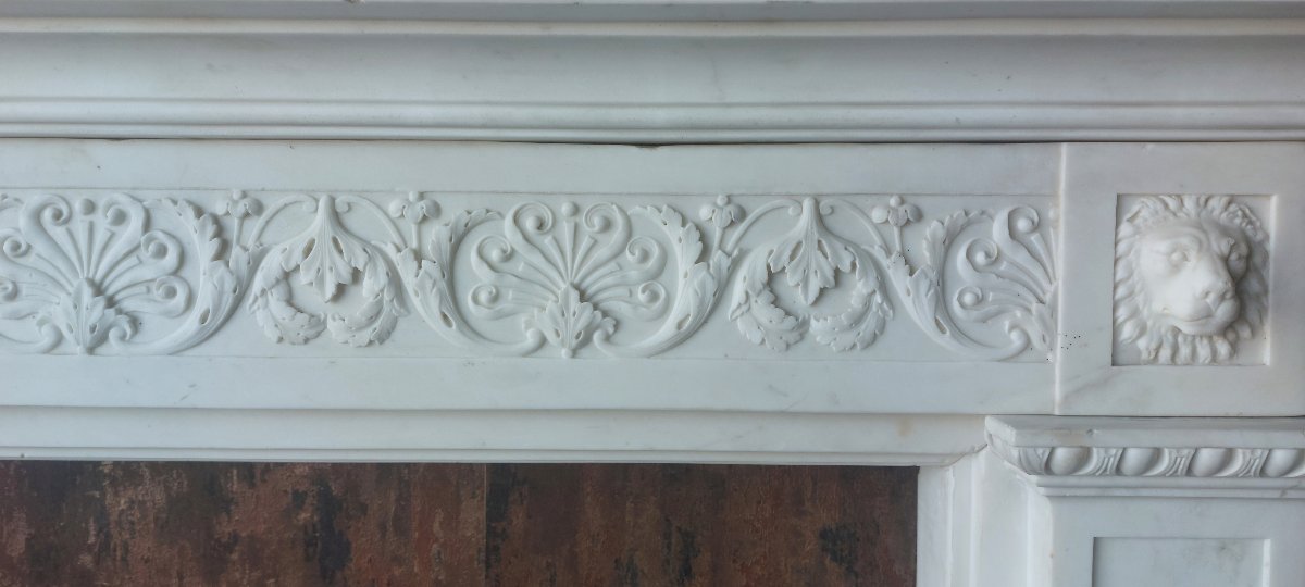 Cheminée en marbre blanc de Carrare – XIXe siècle-photo-3