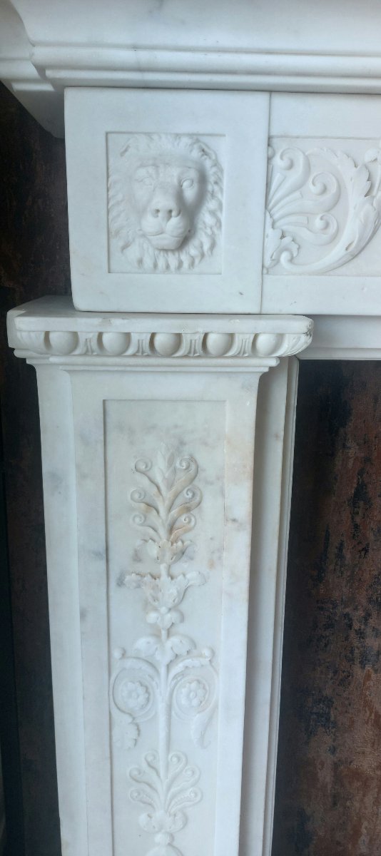 Cheminée en marbre blanc de Carrare – XIXe siècle-photo-4