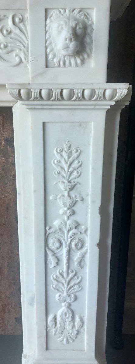 Cheminée en marbre blanc de Carrare – XIXe siècle-photo-1