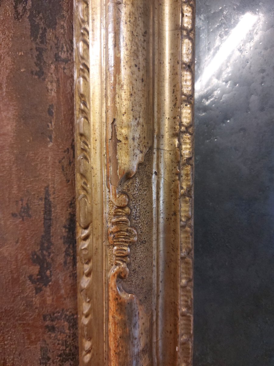  Élégan miroir vénitien du XVIIIe siècle en bois sculpté et doré-photo-3