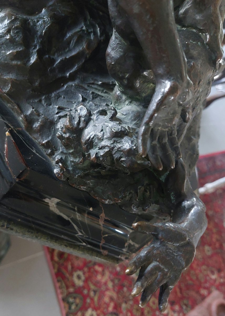 Hercules And The Centaur – Bronze By Augusto Rivalta (1895) On A Green Marble Column-photo-4