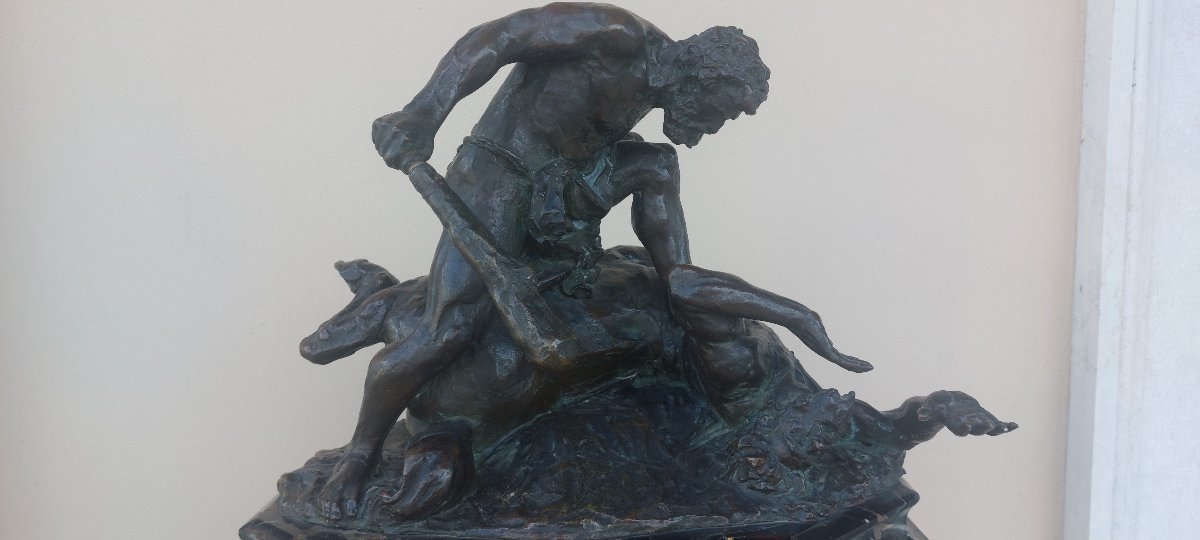 Hercules And The Centaur – Bronze By Augusto Rivalta (1895) On A Green Marble Column-photo-4