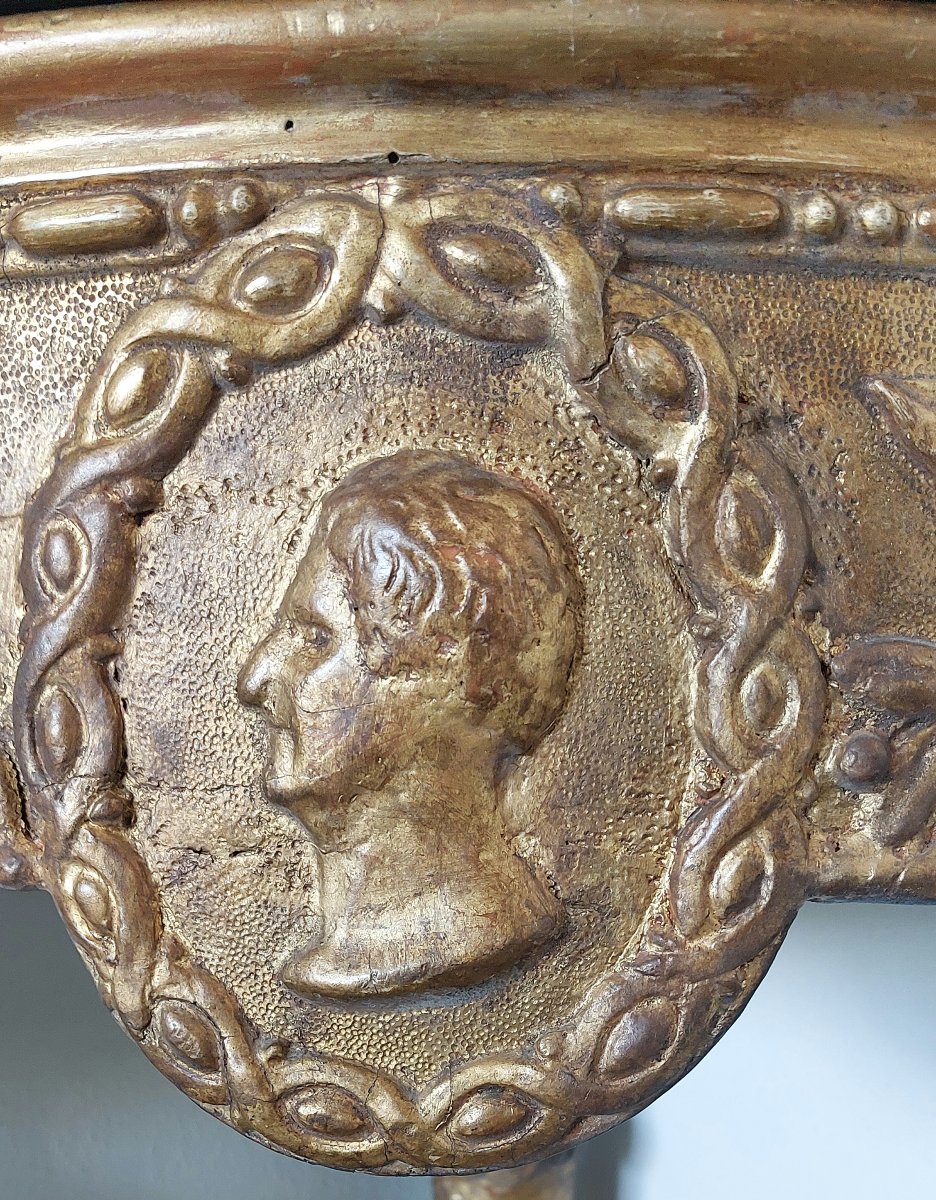 Louis XVI Giltwood Corner Console Table With Green Marble Top-photo-3