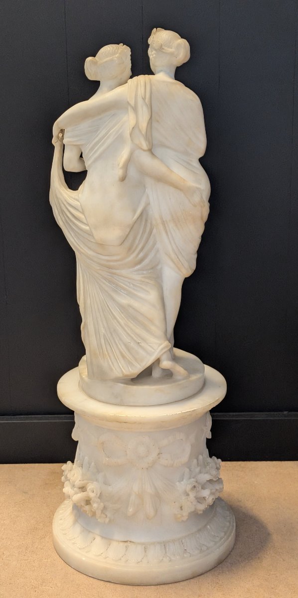 Groupe sculpté in albâtre représentant Bacchus et Ariane - XIXe siècle-photo-1