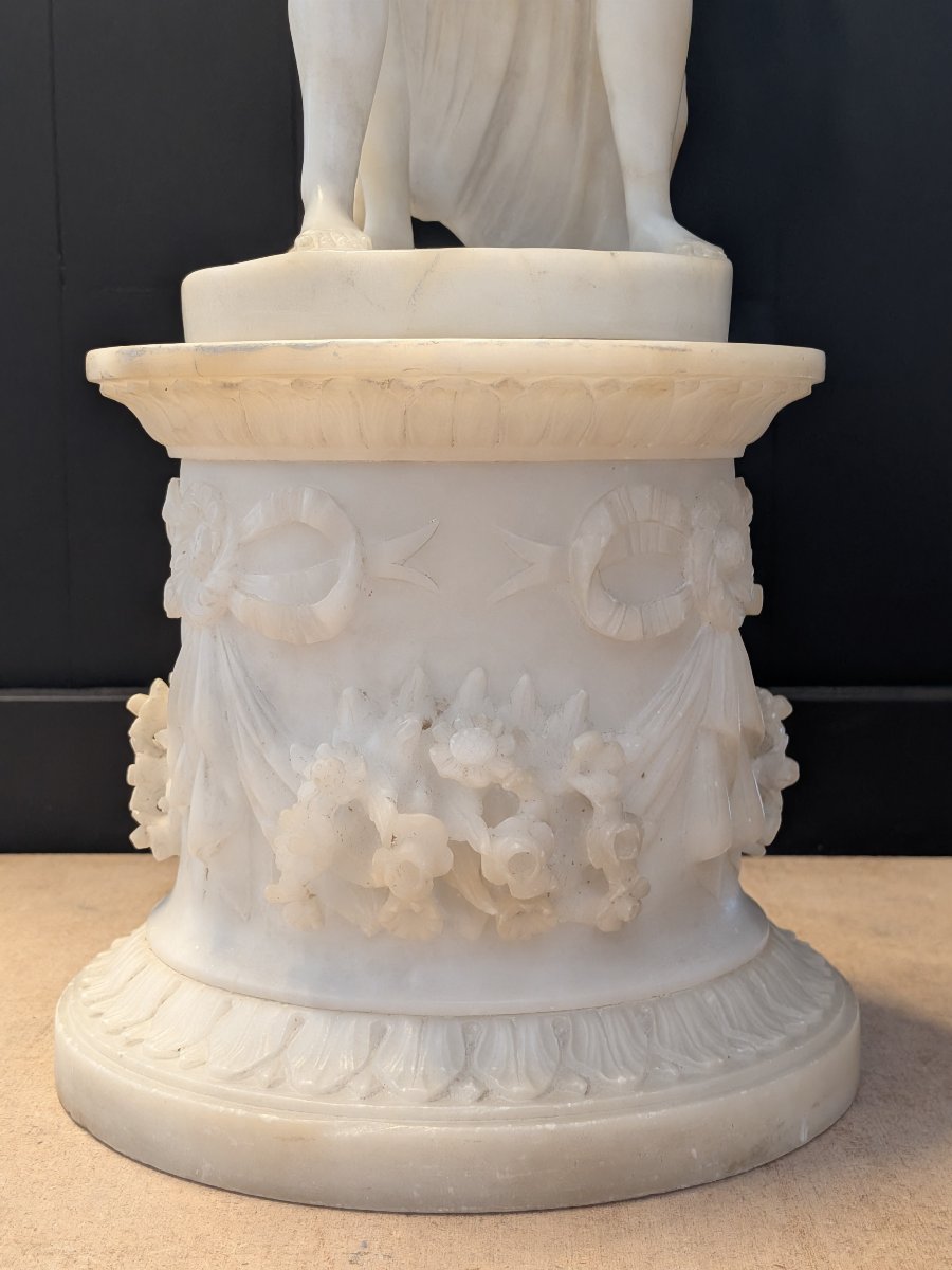 Groupe sculpté in albâtre représentant Bacchus et Ariane - XIXe siècle-photo-3