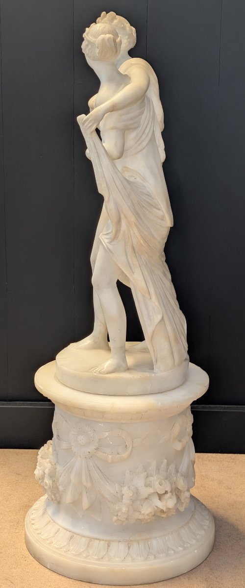 Groupe sculpté in albâtre représentant Bacchus et Ariane - XIXe siècle-photo-5