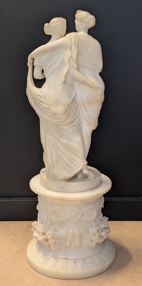 Groupe sculpté in albâtre représentant Bacchus et Ariane - XIXe siècle-photo-6