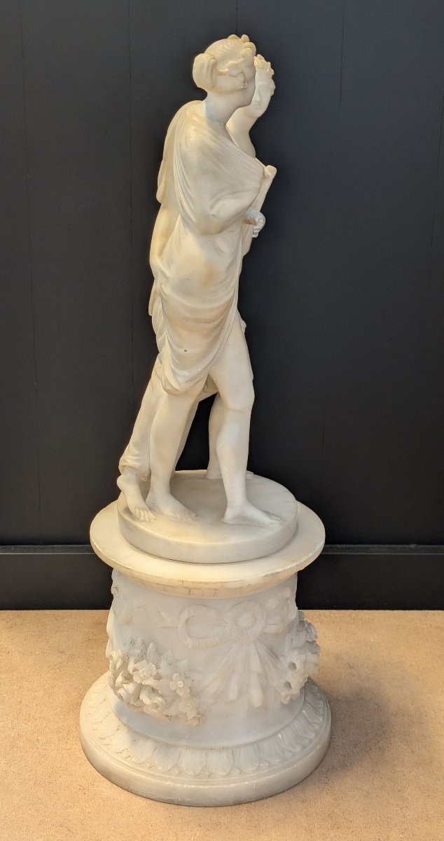 Groupe sculpté in albâtre représentant Bacchus et Ariane - XIXe siècle-photo-7