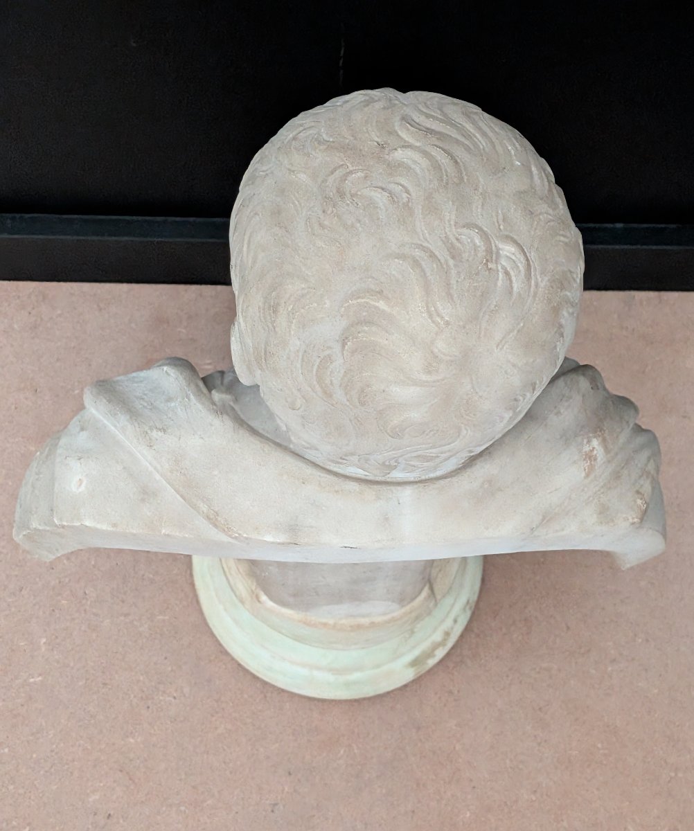 Buste en marbre blanc représentant Néron enfant, XVIIIe siècle-photo-3