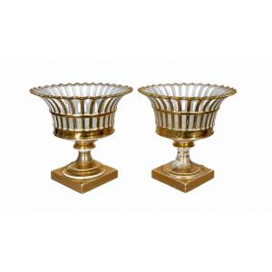 Pair Of Gilt Porcelain Epergnes – 19th Century