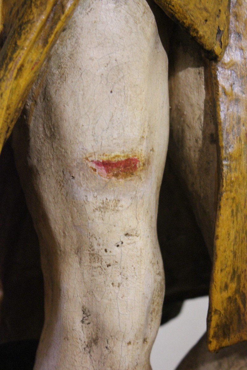 Polychrome Wooden Sculpture, St. Roch On Plinth.-photo-1