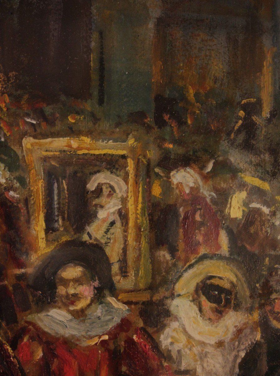 Vincenzo La Bella (naples 1872 - 1954) | Carnaval à Venise - Peinture à l'Huile-photo-3