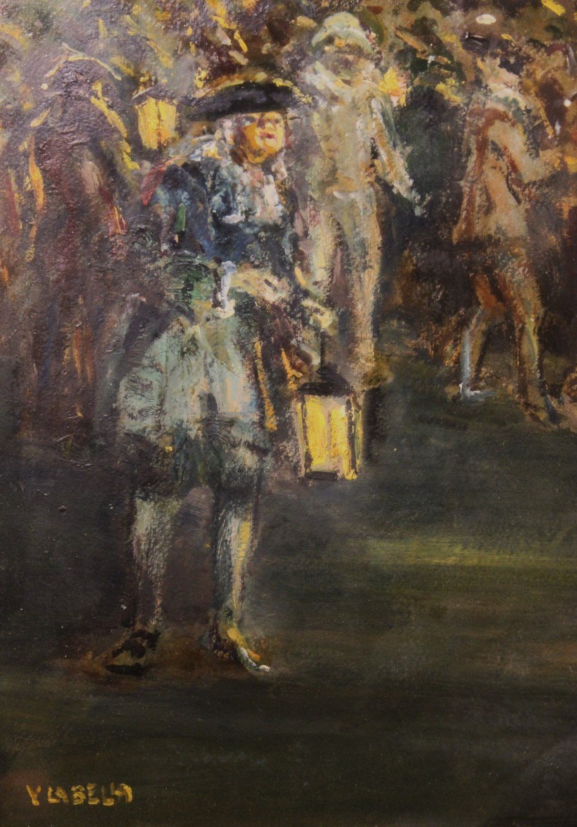 Vincenzo La Bella (naples 1872 - 1954) | Carnaval à Venise - Peinture à l'Huile-photo-2