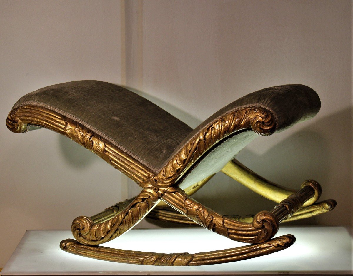 Gilded And Sculpted Rocking Footrest 