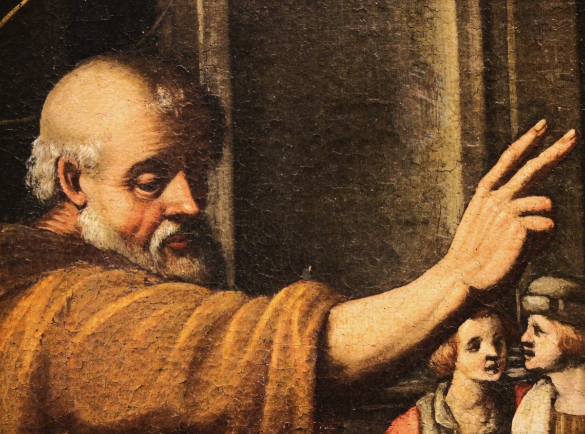 Holy Family ( St. John Elizabeth And Zachariah ) Oil Painting On Canvas.-photo-2