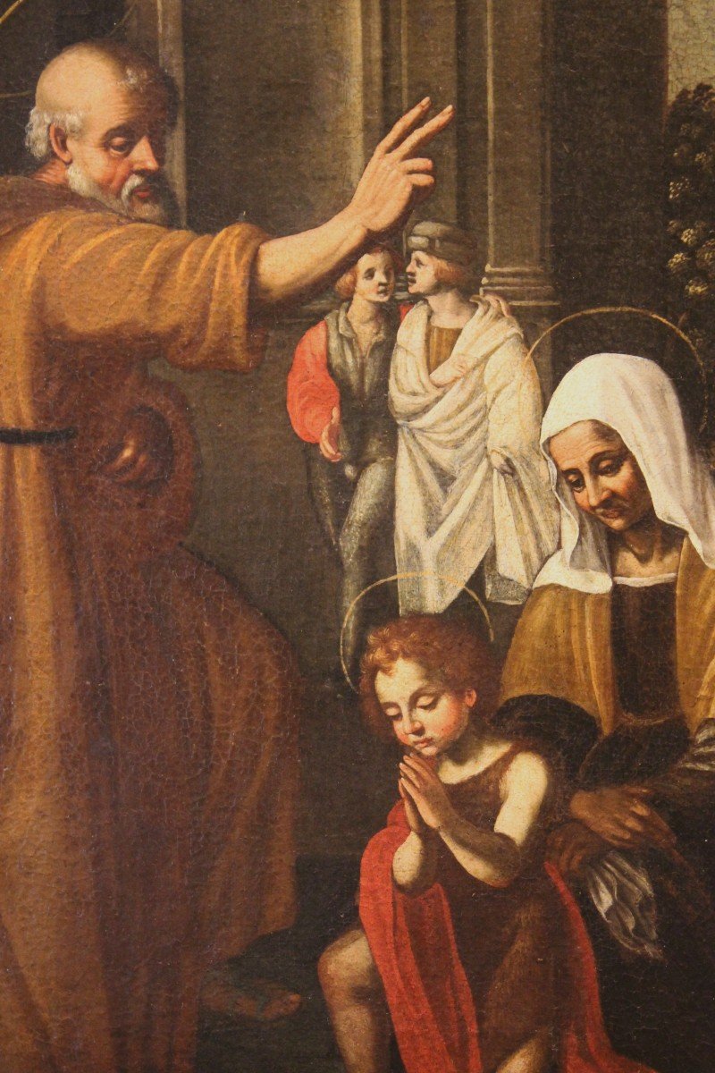 Holy Family ( St. John Elizabeth And Zachariah ) Oil Painting On Canvas.-photo-5