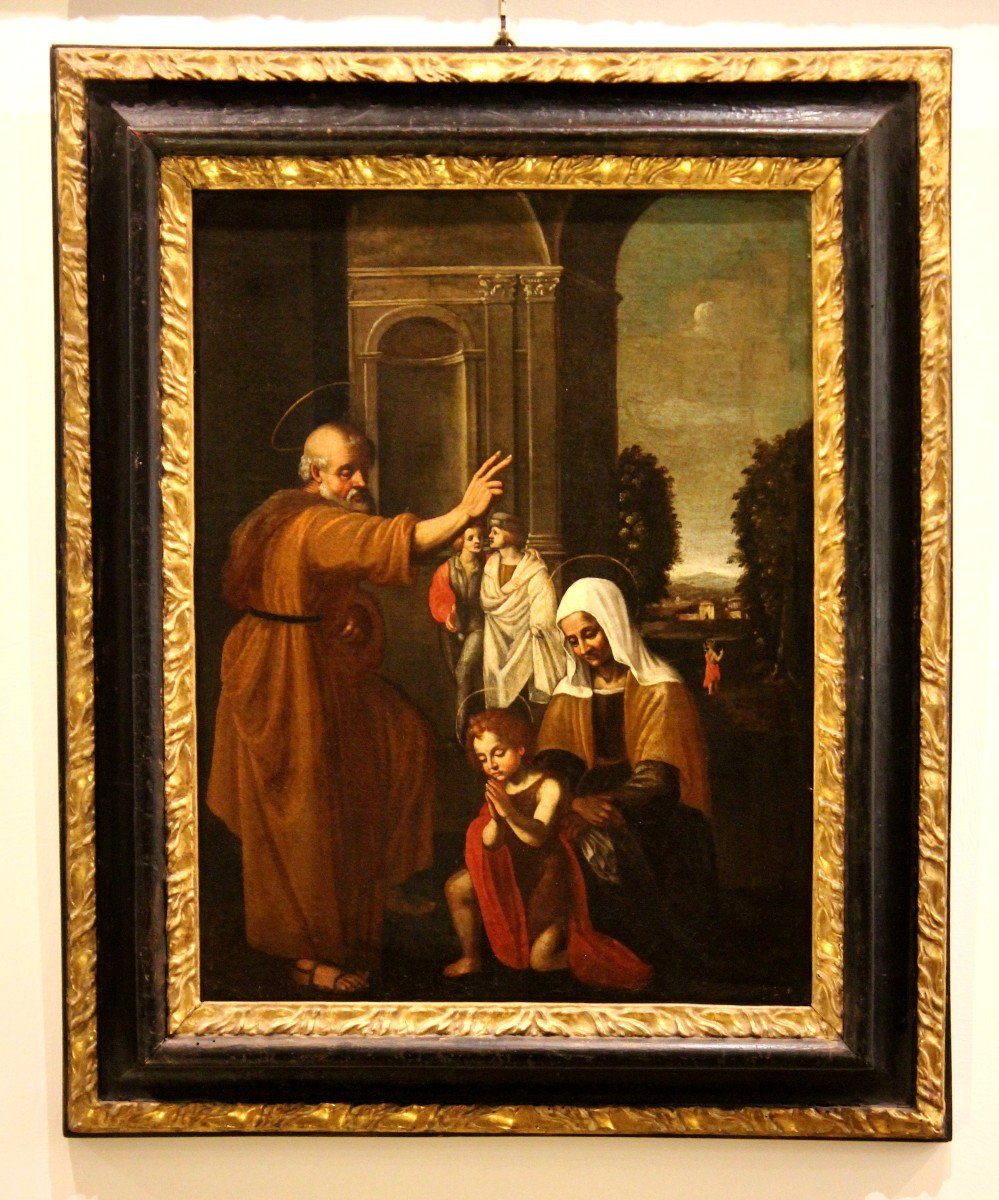 Holy Family ( St. John Elizabeth And Zachariah ) Oil Painting On Canvas.
