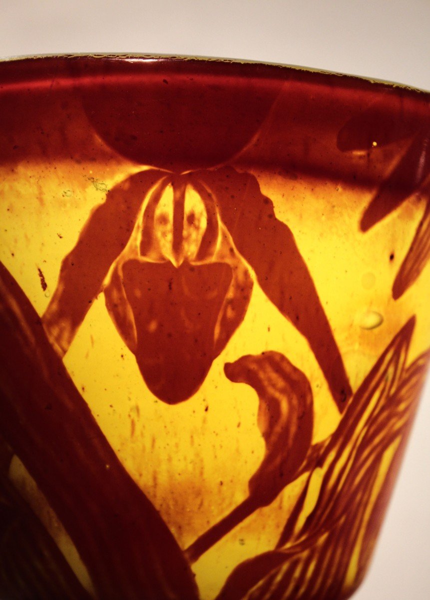 émile Gallé (1846-1904) Red Strawberry Decoration C. 1890 \95 Cristallerie De Gallé Nancy-photo-2