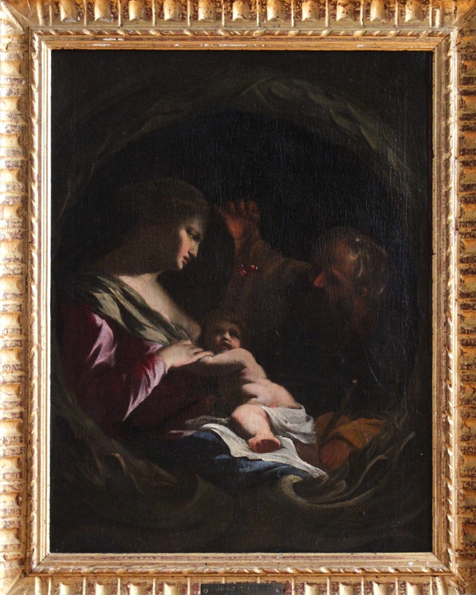 Sacred Family Oil On Canvas Painting Andrea Pozzo (trento 1642 - Vienna 1709) 
