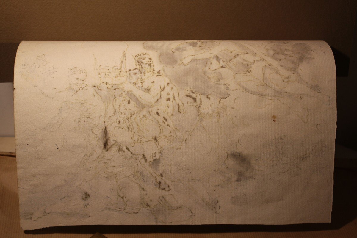 Dessin à l'Encre Sur Papier Allégorie De La Vertu Et Des Tentations-photo-1