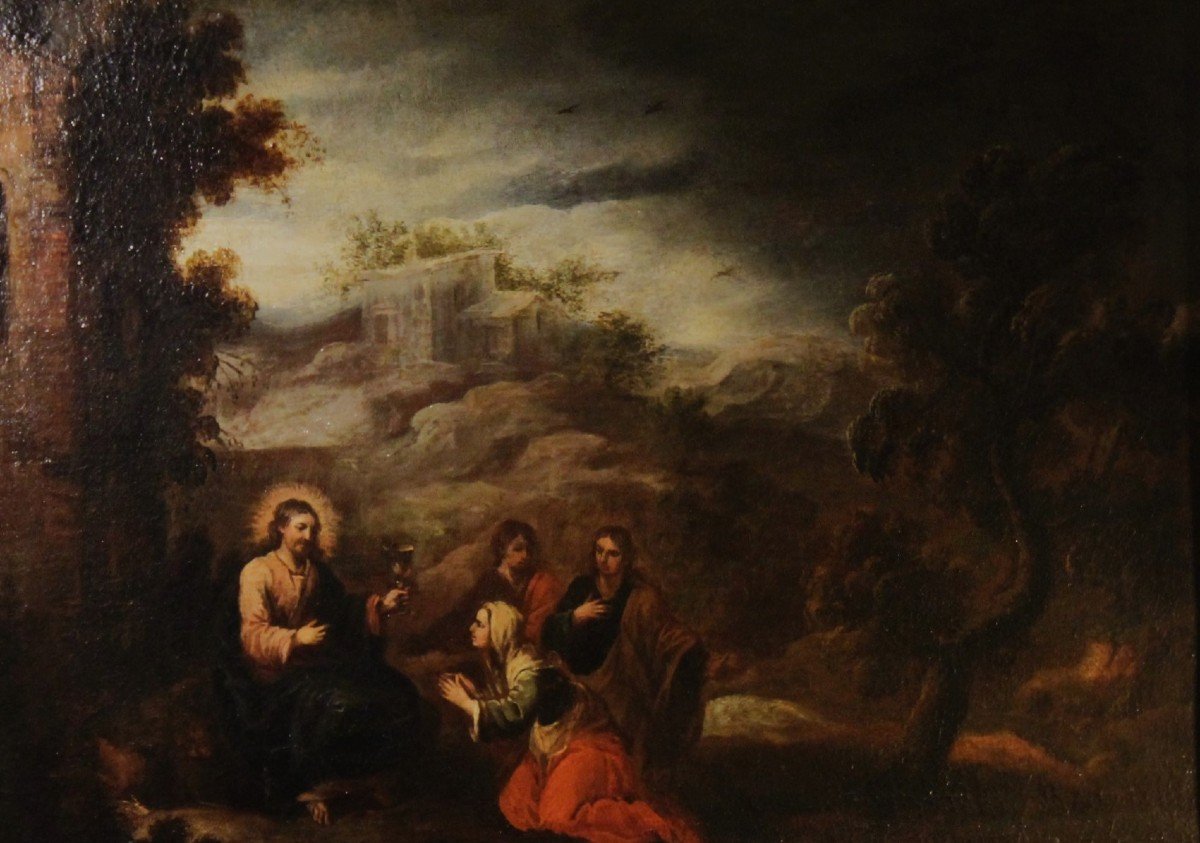 Jesus With His Wife And The Sons Of Zebedee (the Apostles John And James ) 17th Century.