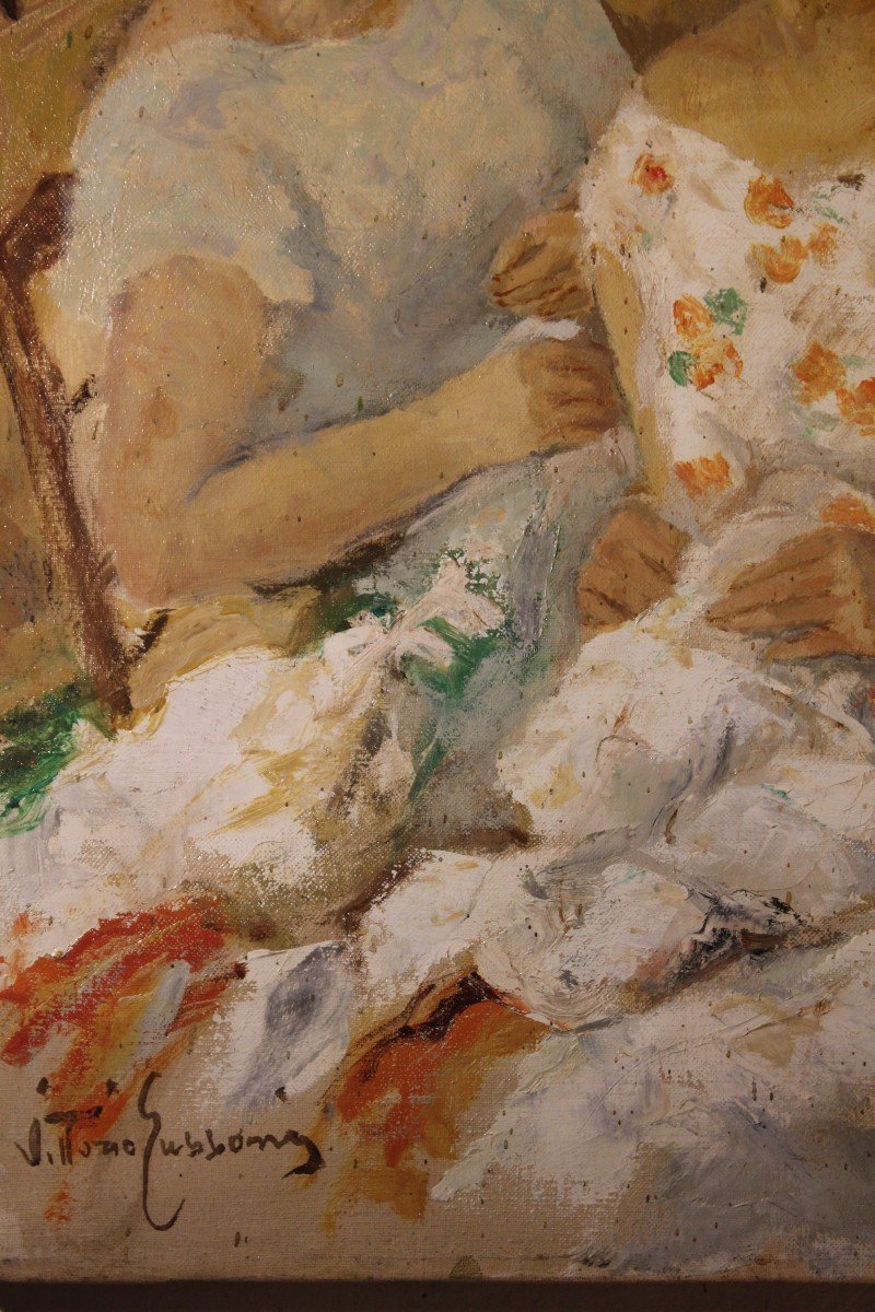 Vittorio Gussoni (1893-1968) Atelier De Madame Remy - Paris 1952 Huile Sur Toile-photo-4
