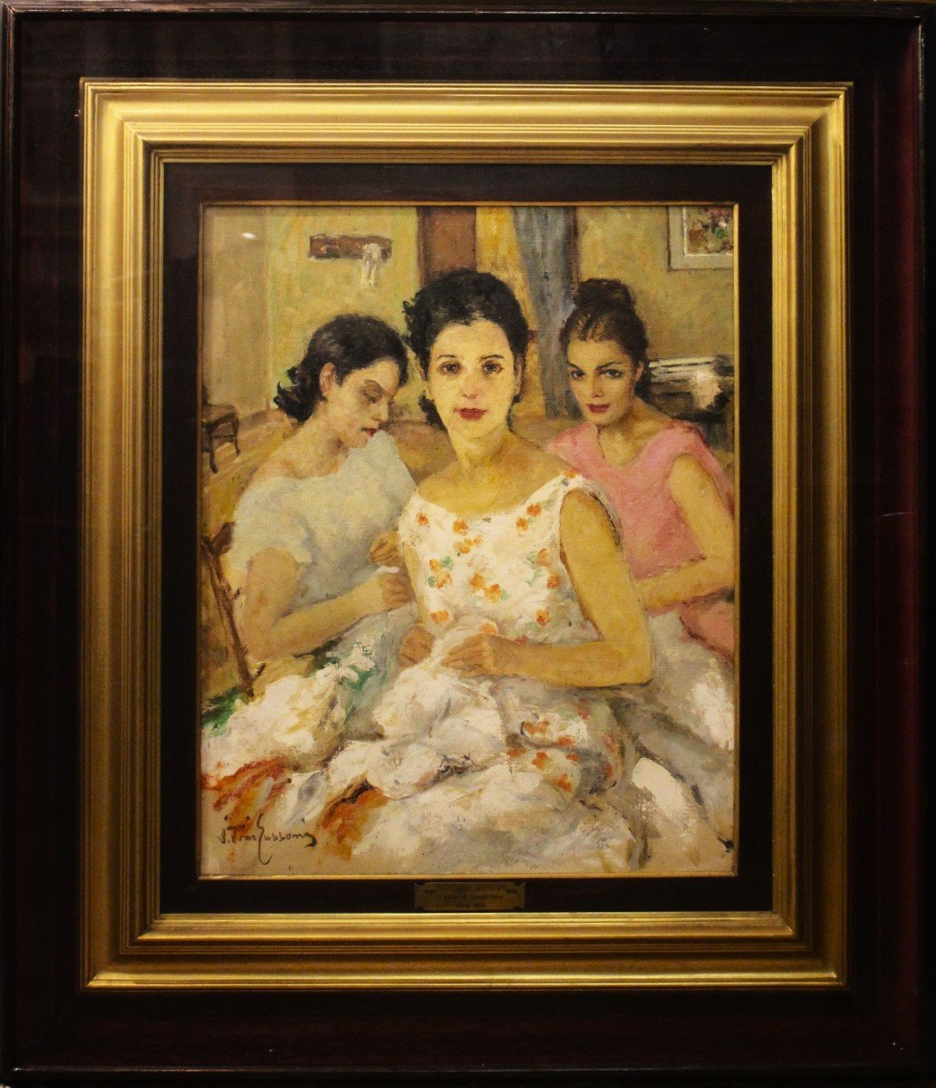 Vittorio Gussoni (1893-1968) Atelier De Madame Remy - Paris 1952 Huile Sur Toile