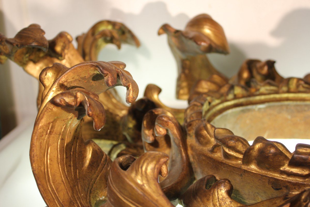 Cadre Baroque, Sculpté En Forme De "cartoccio". Bologne XVIIe Siècle-photo-6