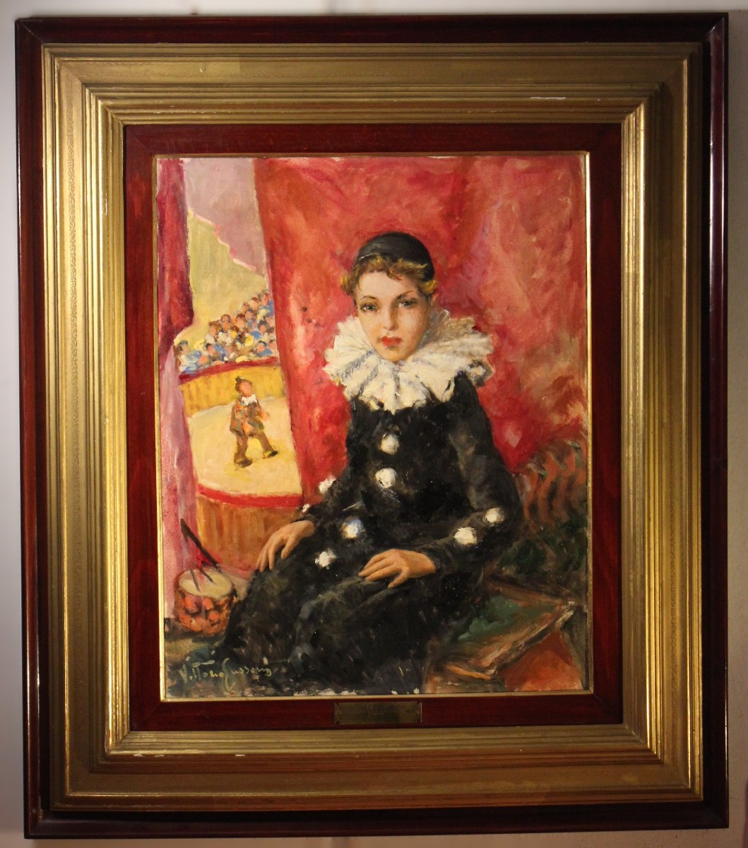 Young Girl In Pierrotte Costume | Vittorio Gussoni, Oil On Canvas