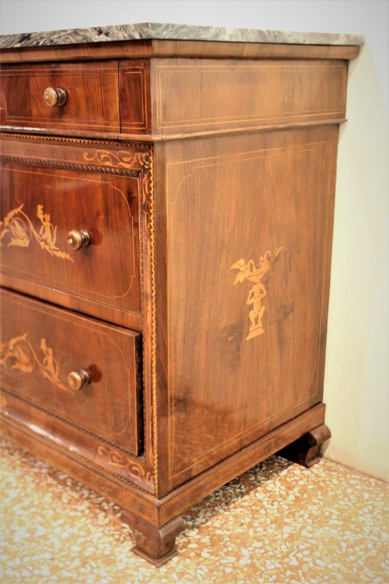 Commode Sicilienne, Marquetée Et Plaquée En Noyer, XIXe Siècle-photo-2