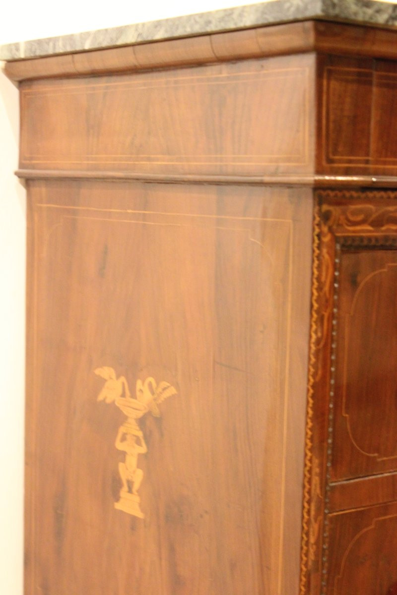 Commode Sicilienne, Marquetée Et Plaquée En Noyer, XIXe Siècle-photo-4
