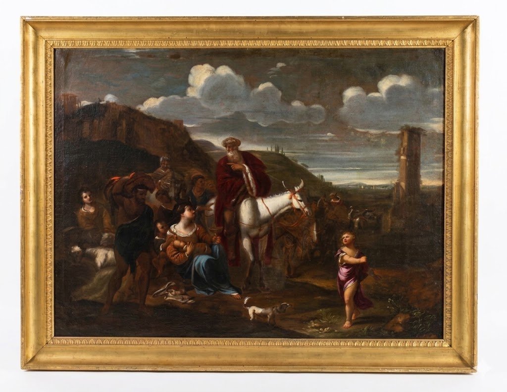  « Scène de repos, paysage avec des cavaliers », huile sur toile, post. Mola. -photo-4