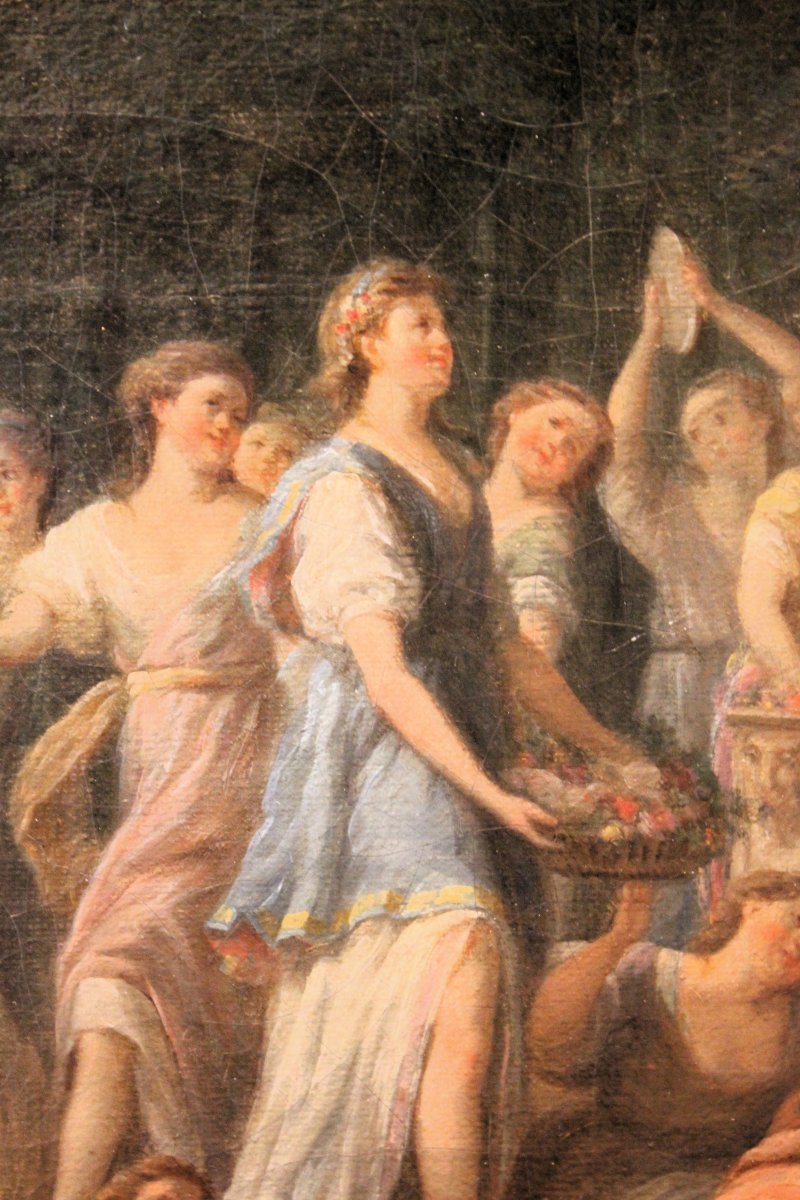 École française, « Hommage à Vénus et Cupidon dans un paysage arcadien », huile sur toile. -photo-3