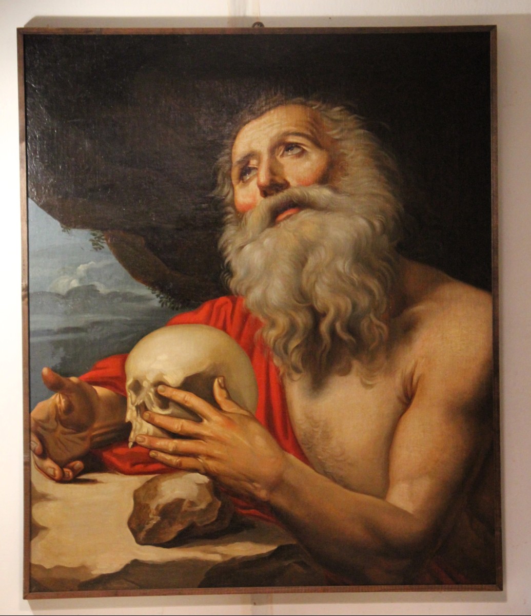 St. Jerome In The Cave, Oil On Canvas, 16th/17th Century