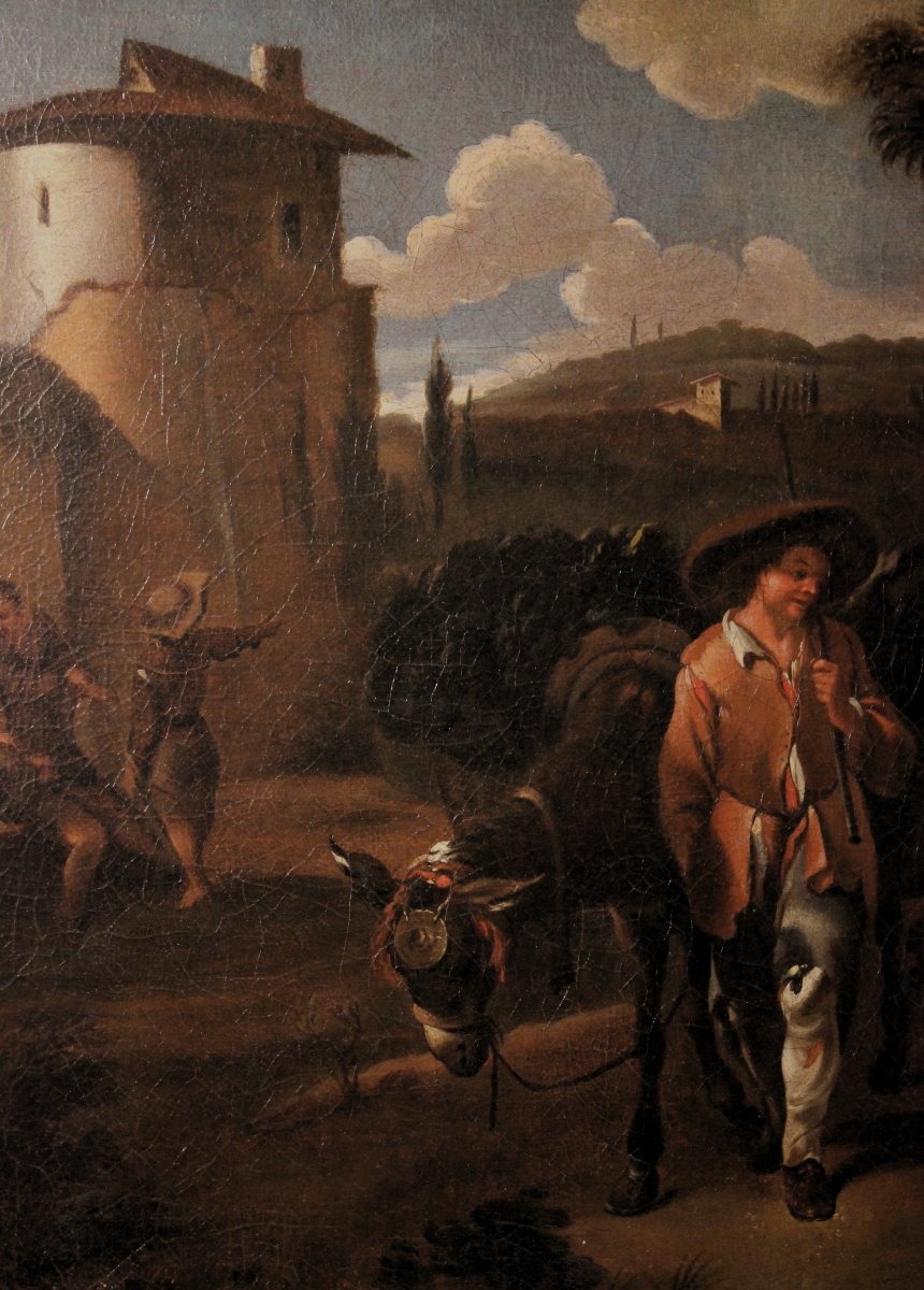 « Homme aux pieds nus devant un panier d'œufs », huile sur toile, XVIIe siècle.-photo-3