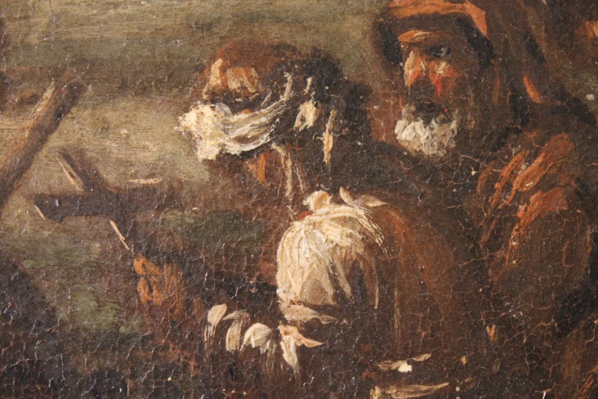 « Paire de scènes de bataille », huile sur toile, attribuée à Ciccio Graziani (Rome/Naples)-photo-2