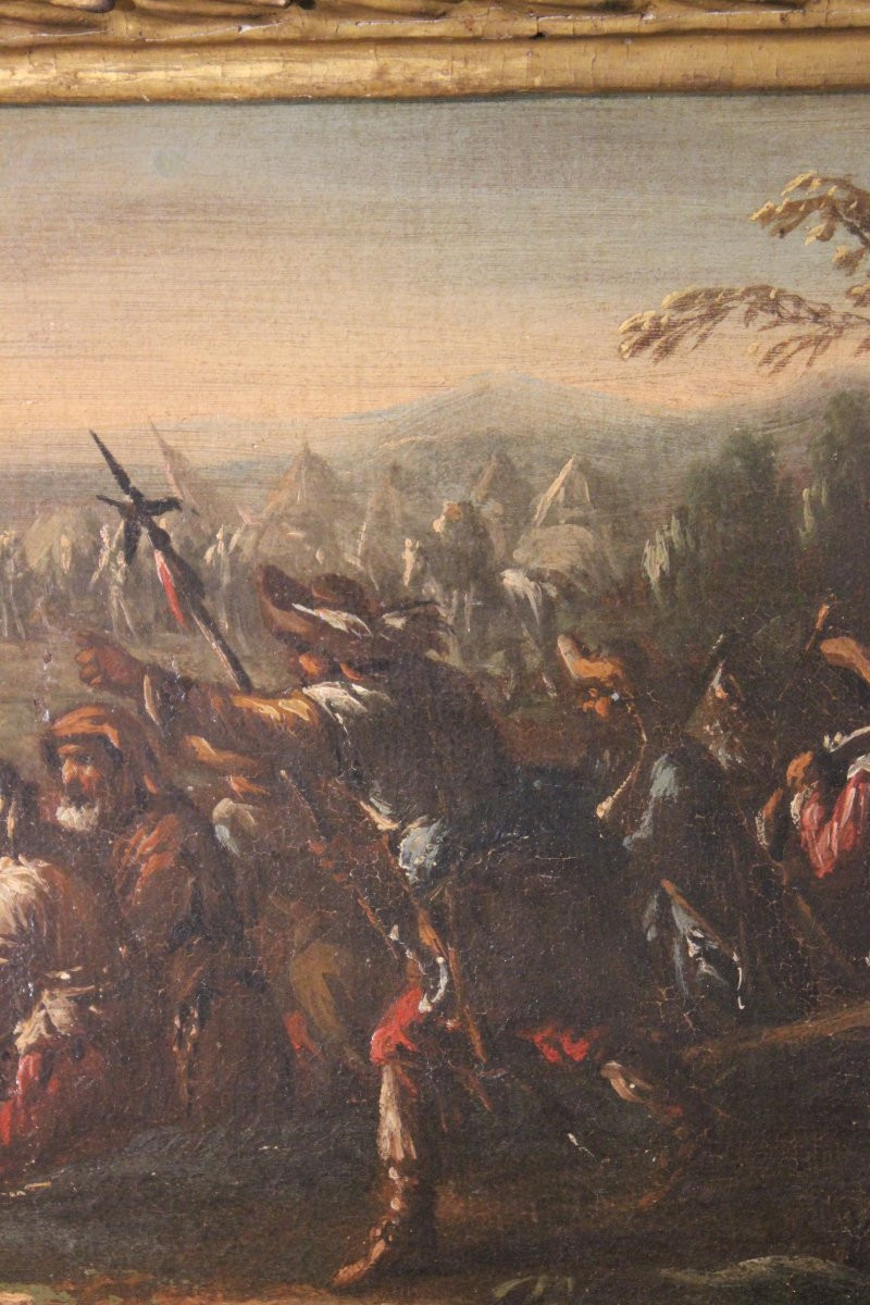 « Paire de scènes de bataille », huile sur toile, attribuée à Ciccio Graziani (Rome/Naples)-photo-2