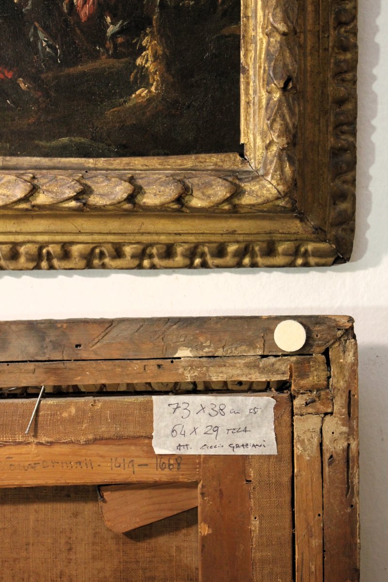 « Paire de scènes de bataille », huile sur toile, attribuée à Ciccio Graziani (Rome/Naples)-photo-6
