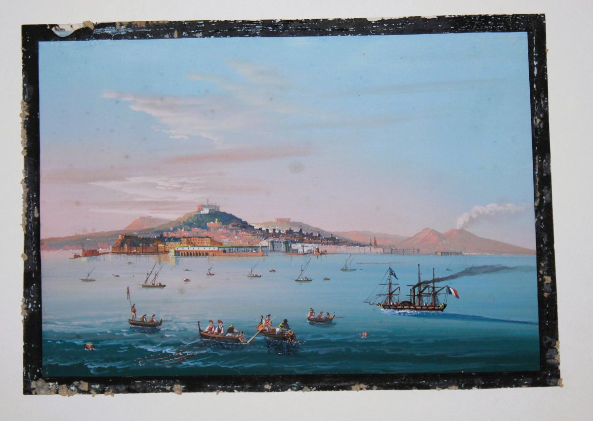  « Vues de Naples », paire de gouaches sur papier. -photo-2