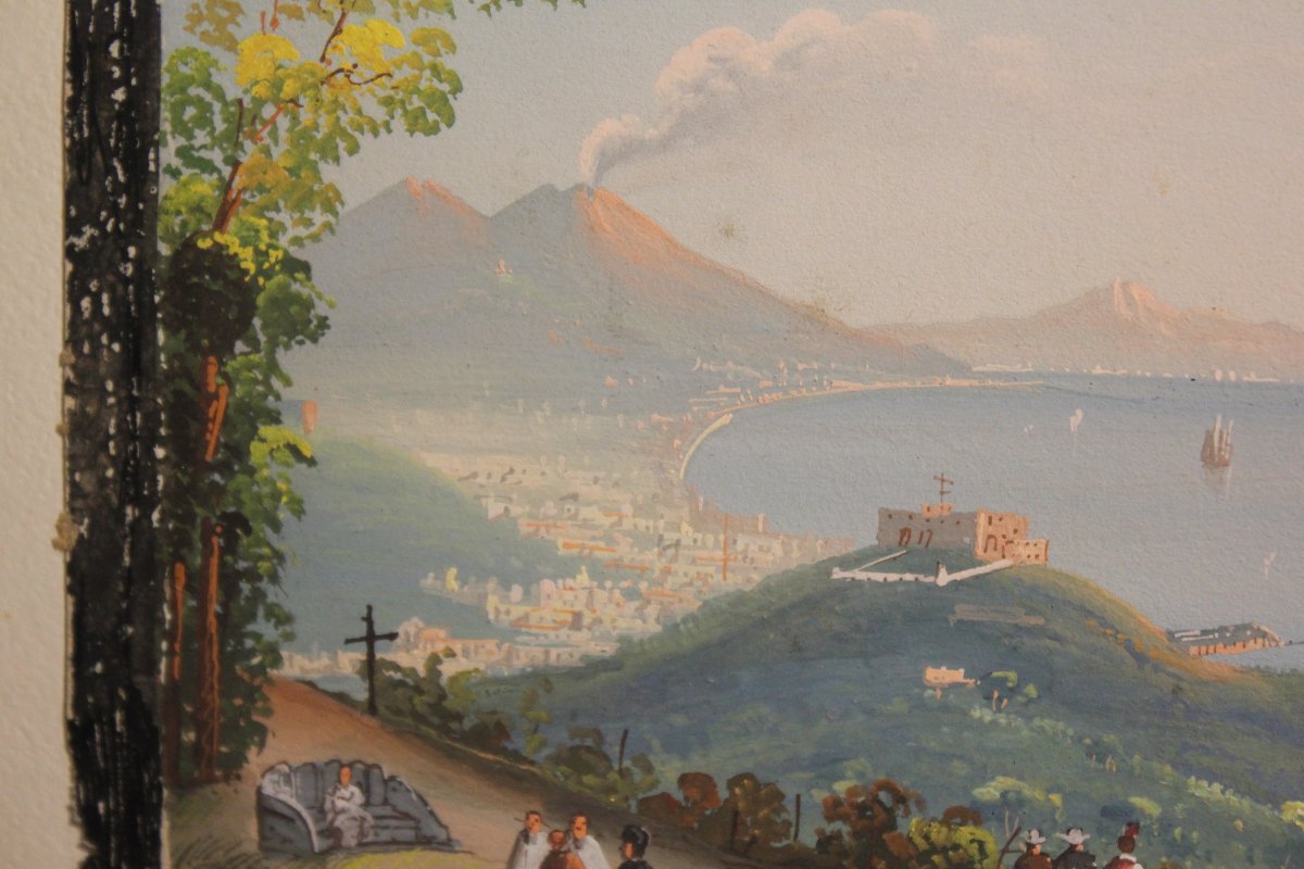  « Vues de Naples », paire de gouaches sur papier. -photo-5