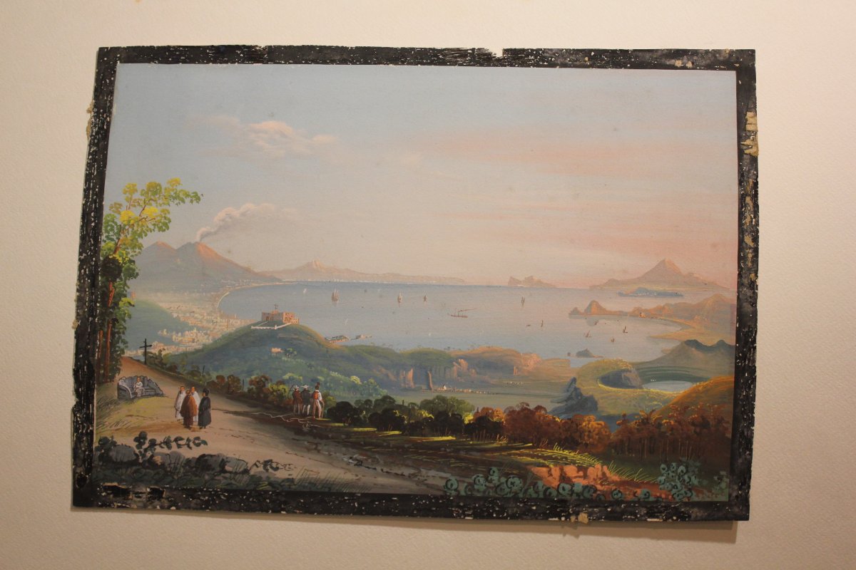  « Vues de Naples », paire de gouaches sur papier. -photo-6