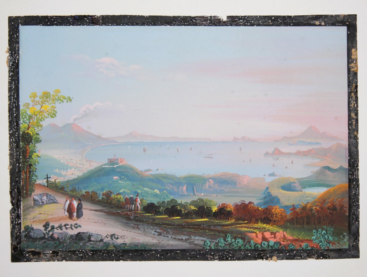  « Vues de Naples », paire de gouaches sur papier. 