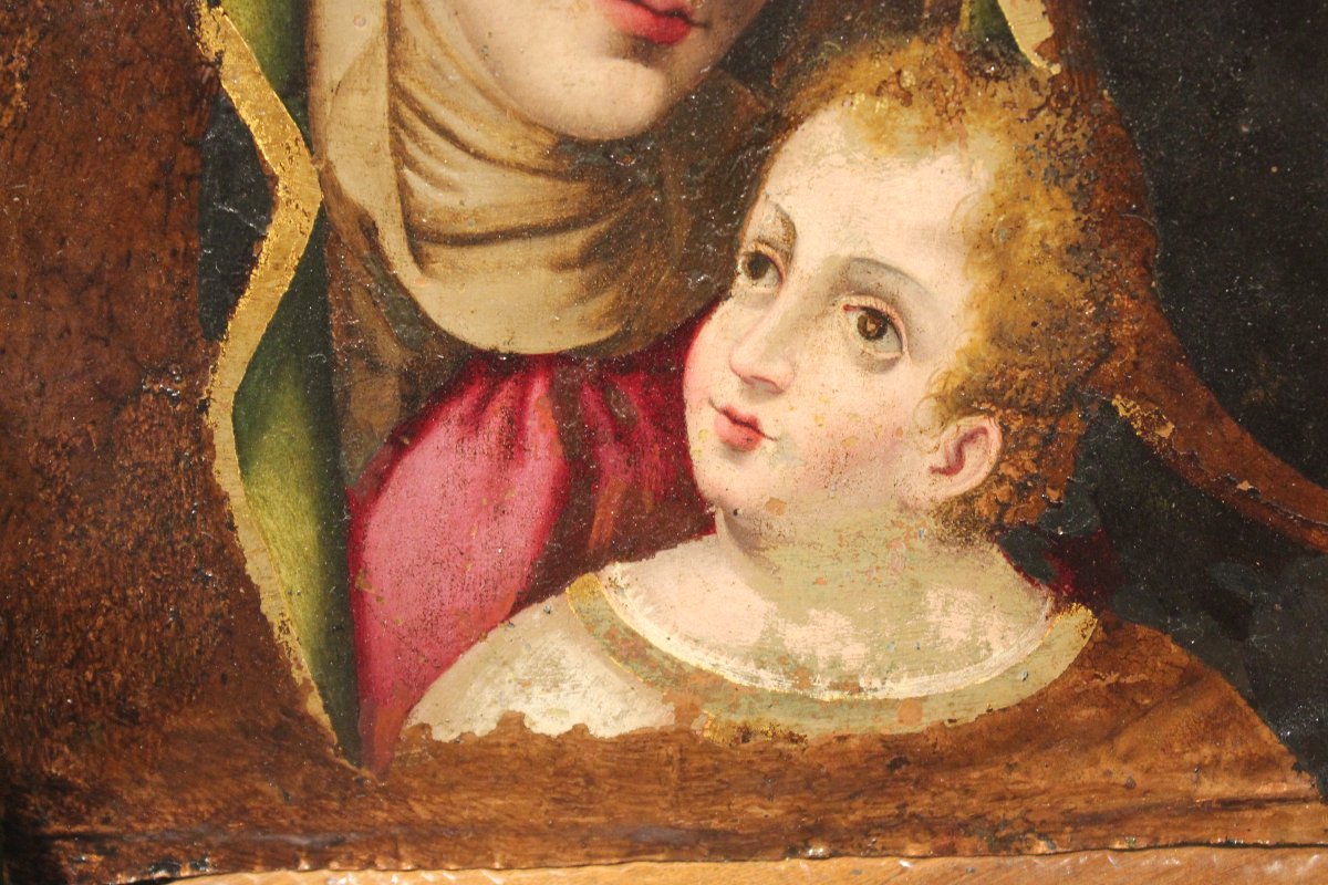 Notre-Dame du Pèlerin avec l’Enfant Huile sur plaque de cuivre, XVIIIe siècle-photo-4