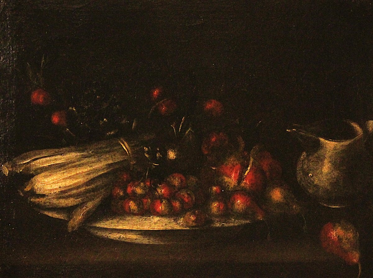 Pair Of Still Lifes With Fruit And Tableware | 17th-century Italian School, Oil On Canvas-photo-2