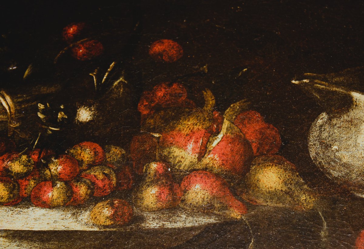 Pair Of Still Lifes With Fruit And Tableware | 17th-century Italian School, Oil On Canvas-photo-1