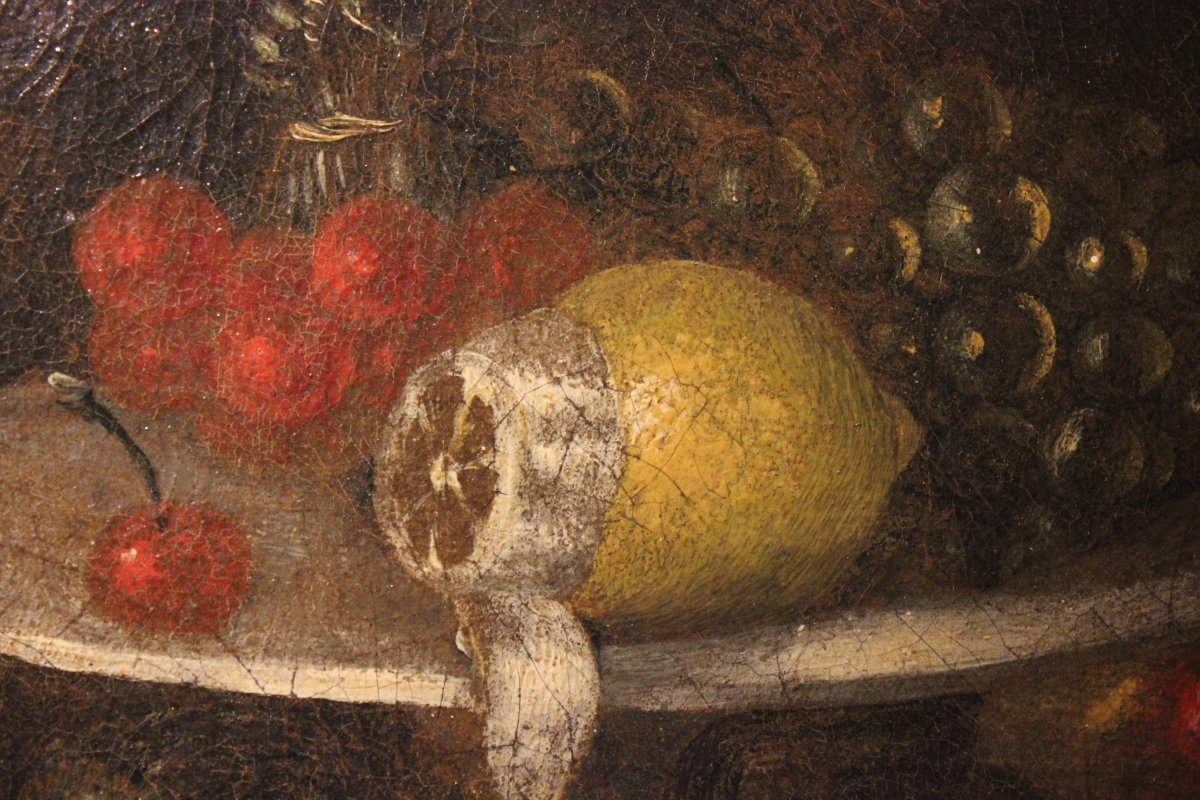 Pair Of Still Lifes With Fruit And Tableware | 17th-century Italian School, Oil On Canvas-photo-4
